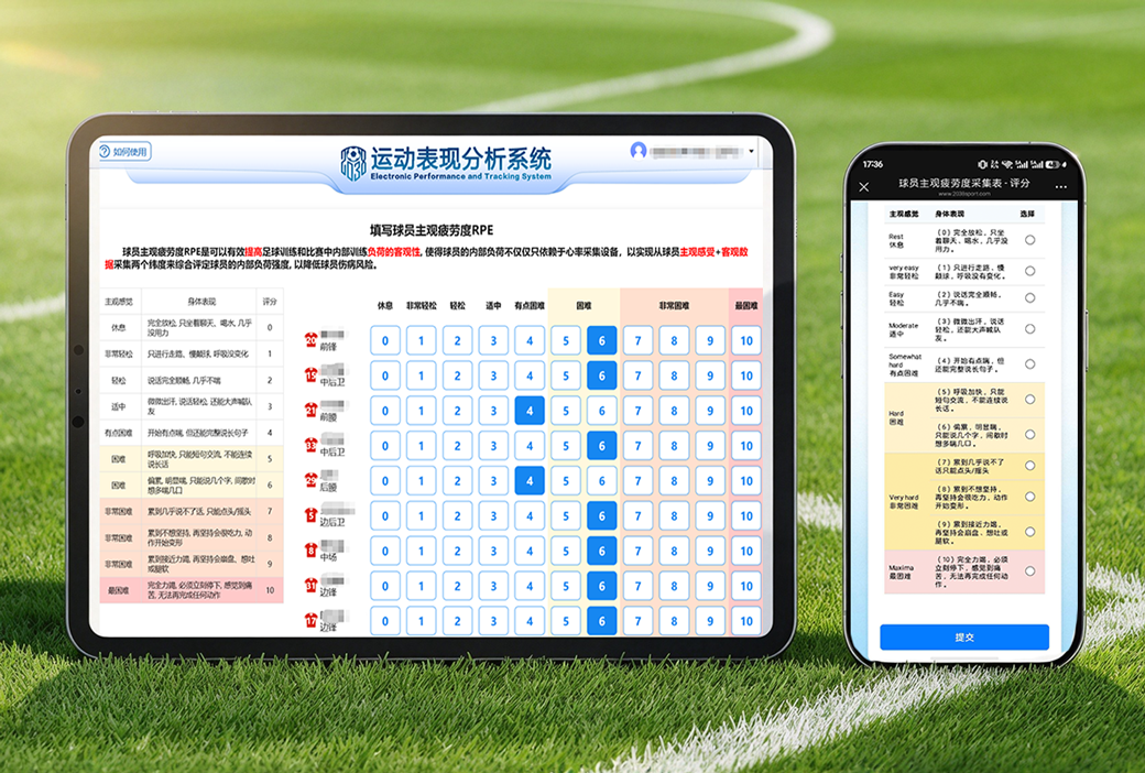 RPE 两种采集方式：教练端 Pad 批量填 / 球员手机扫码